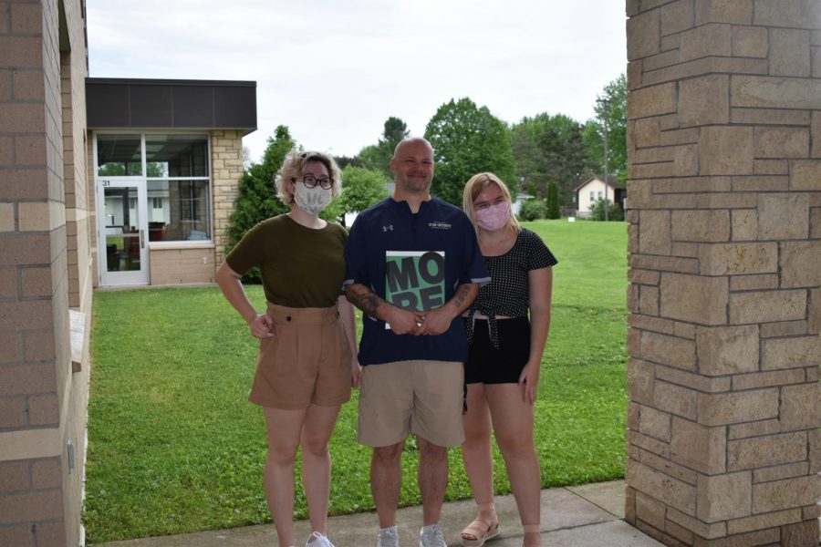 Stoleson, Holter, and Maliszewski celebrate Holter's recognition as Yearbook Dedicatee